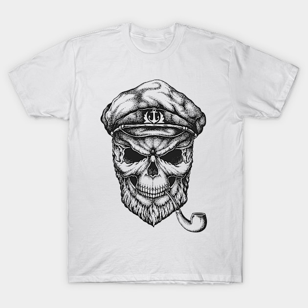 Sailor Skull in a peaked cap T-Shirt by wingsofrage